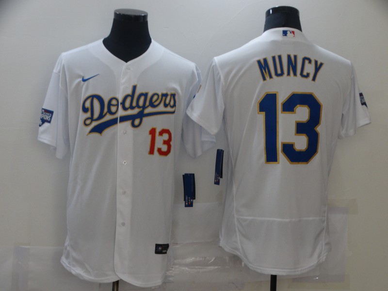 Men Los Angeles Dodgers #13 Muncy White Elite 2021 Nike MLB Jersey